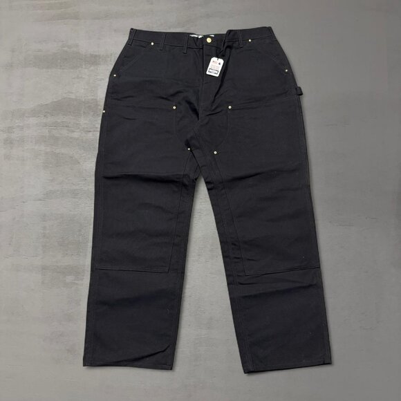NEW Carhartt Men’s 44 x 32 Black Loose Fit B01 BLK Double Knee Duck Canvas Pants